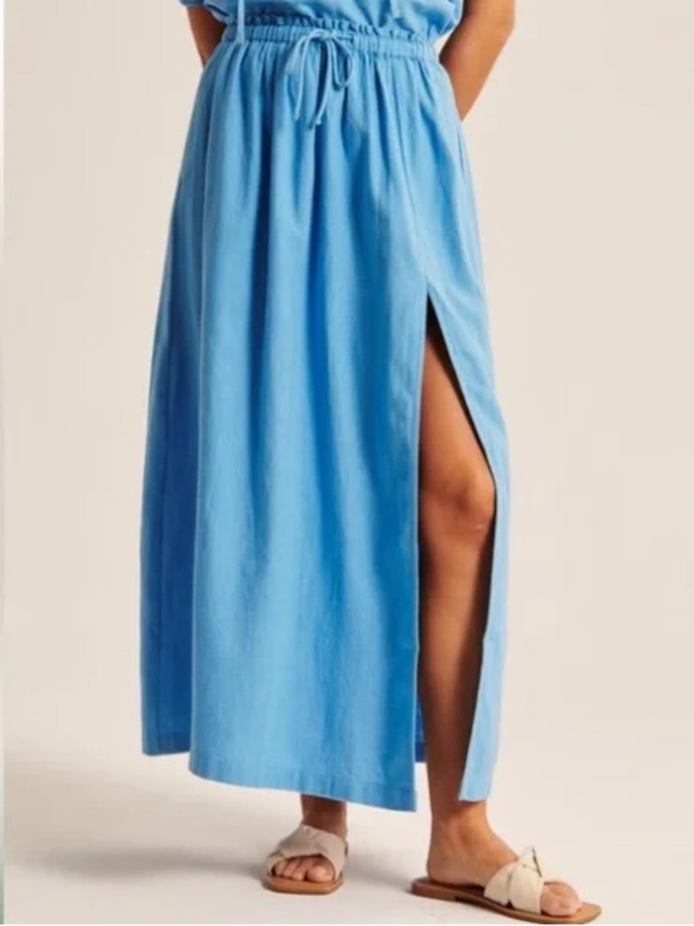 Abercrombie & Fitch Sky Blue Maxi Skirt with High Side Slit